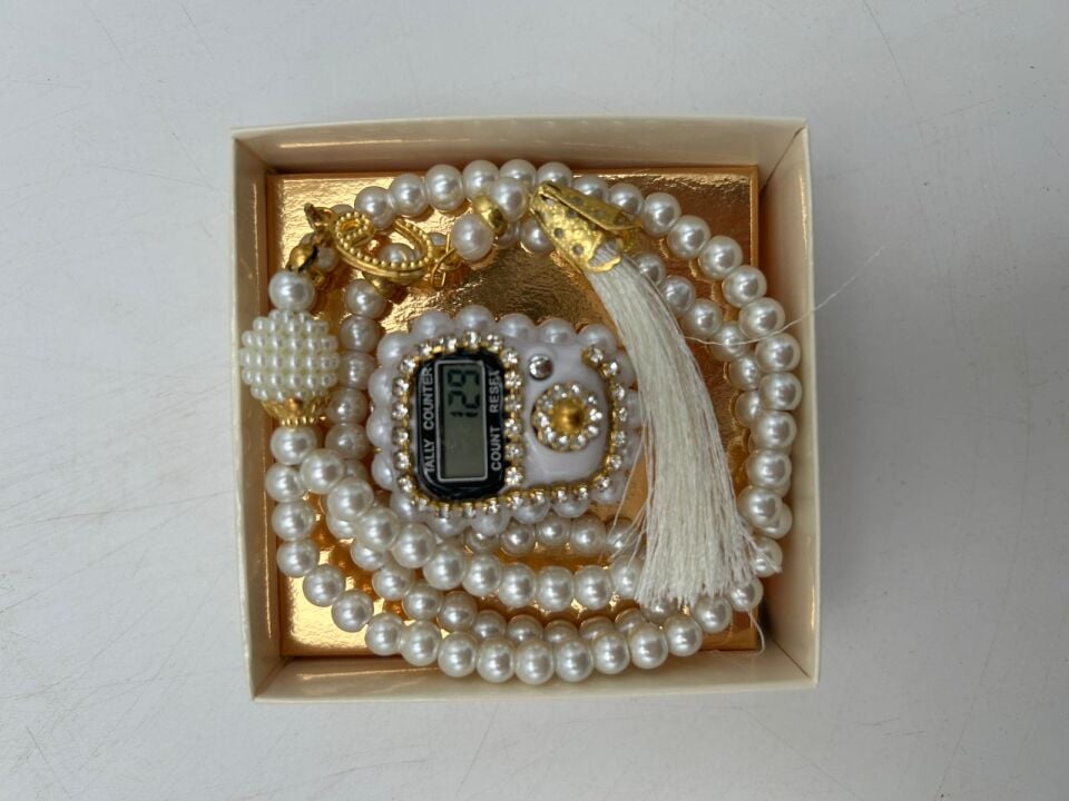 Pearl prayer beads and beaded prayer counter set - gift set