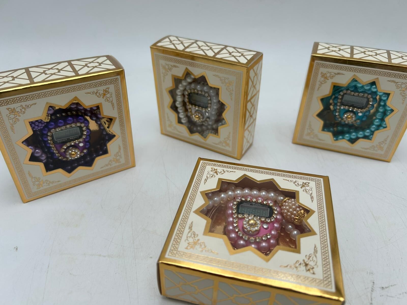 İnci tesbih ve taşlı zikirmatik seti - hediyelik set