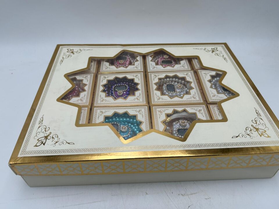 İnci tesbih ve taşlı zikirmatik seti - hediyelik set