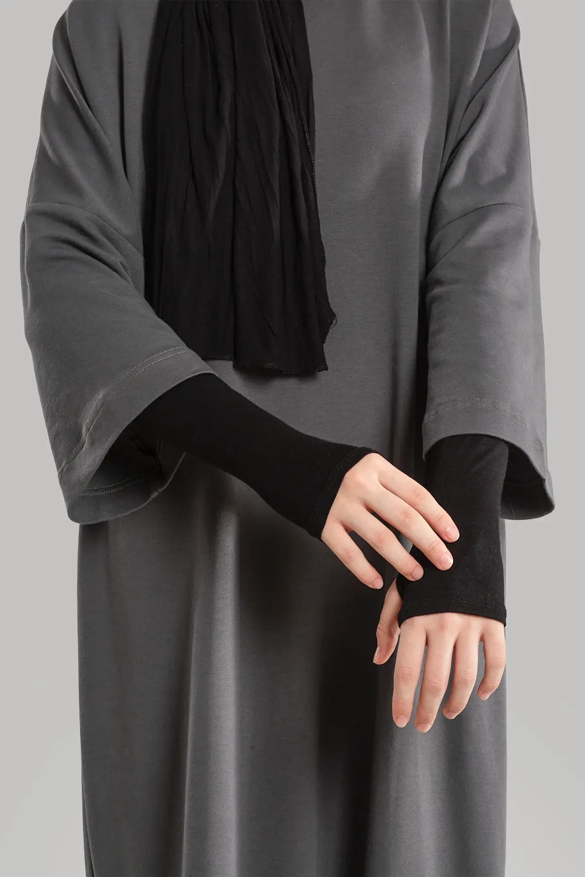 Tesettür Parmaklı Kolluk - Siyah