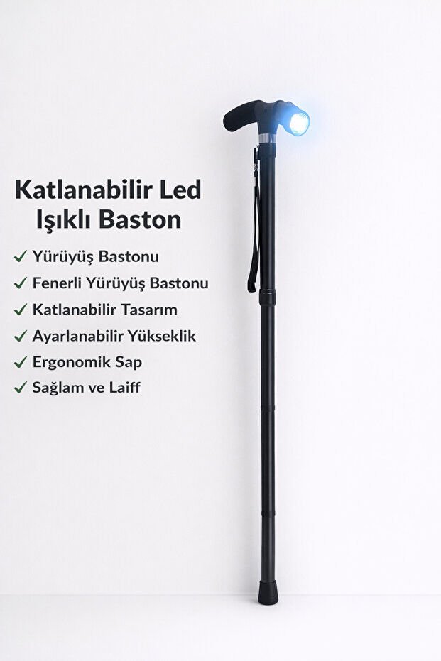 Işıklı Katlanabilir Baston