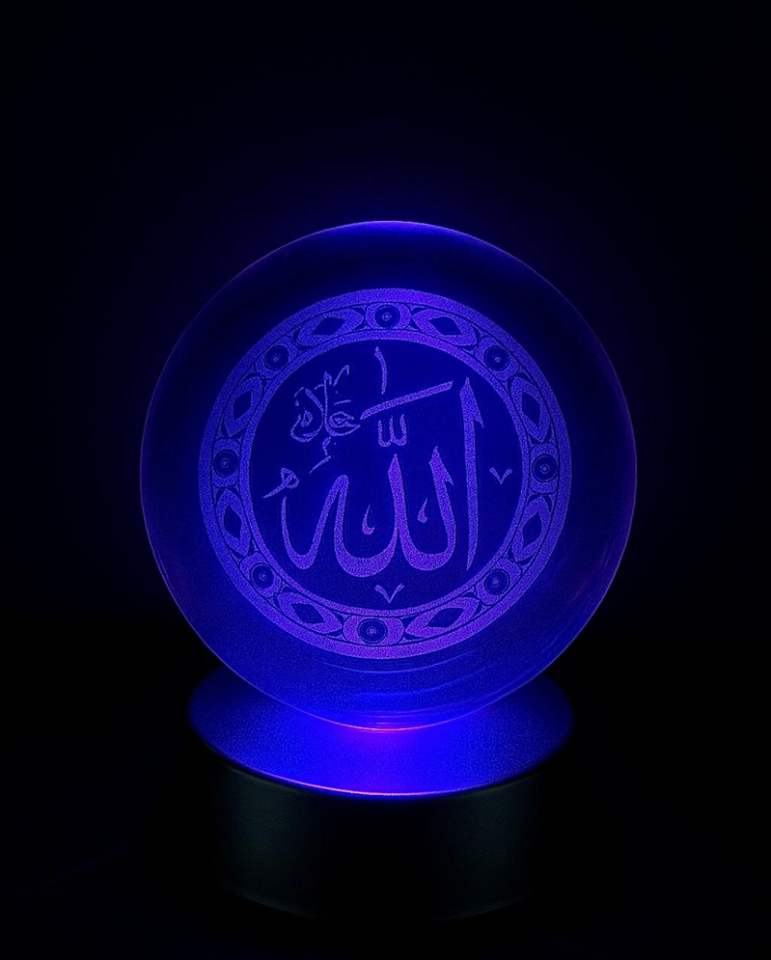 CAM KÜRE IŞIKLI ALLAH C.C. LAFZI - 878 - (10cm)