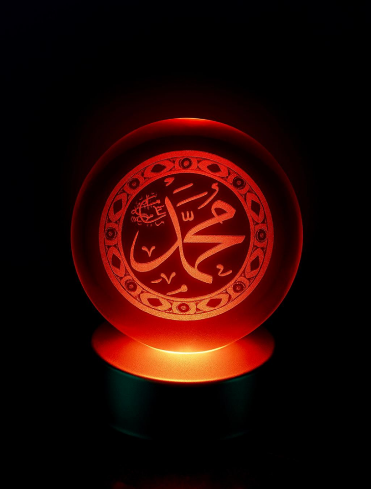 CAM KÜRE IŞIKLI MUHAMMED S.A.V LAFZI - 877 - 10cm